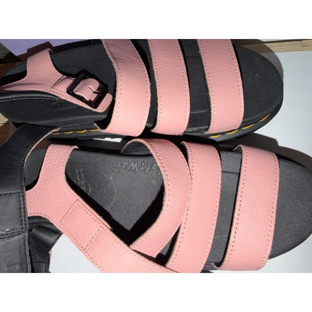 Dr Martens Blaire‎ Pink Leather Strap Platform Sandals Womens Size 8 summer